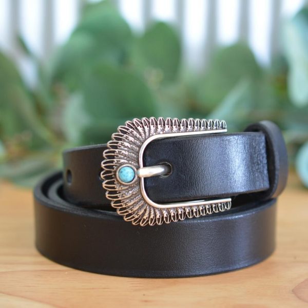 Verona leather belt in black